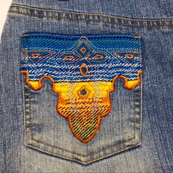 Zoey Beth Denim Jean Boho Embroidered Skirt - Picture 3 of 5